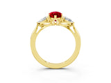 Yellow gold Three-Stone Marquise Cut Ruby Ring with Pear  Side Stones in Four-Prong Setting_39