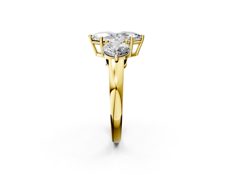 Yellow gold Three-Stone Marquise Cut Solitaire Ring with Prong Setting on a Classic Band_68