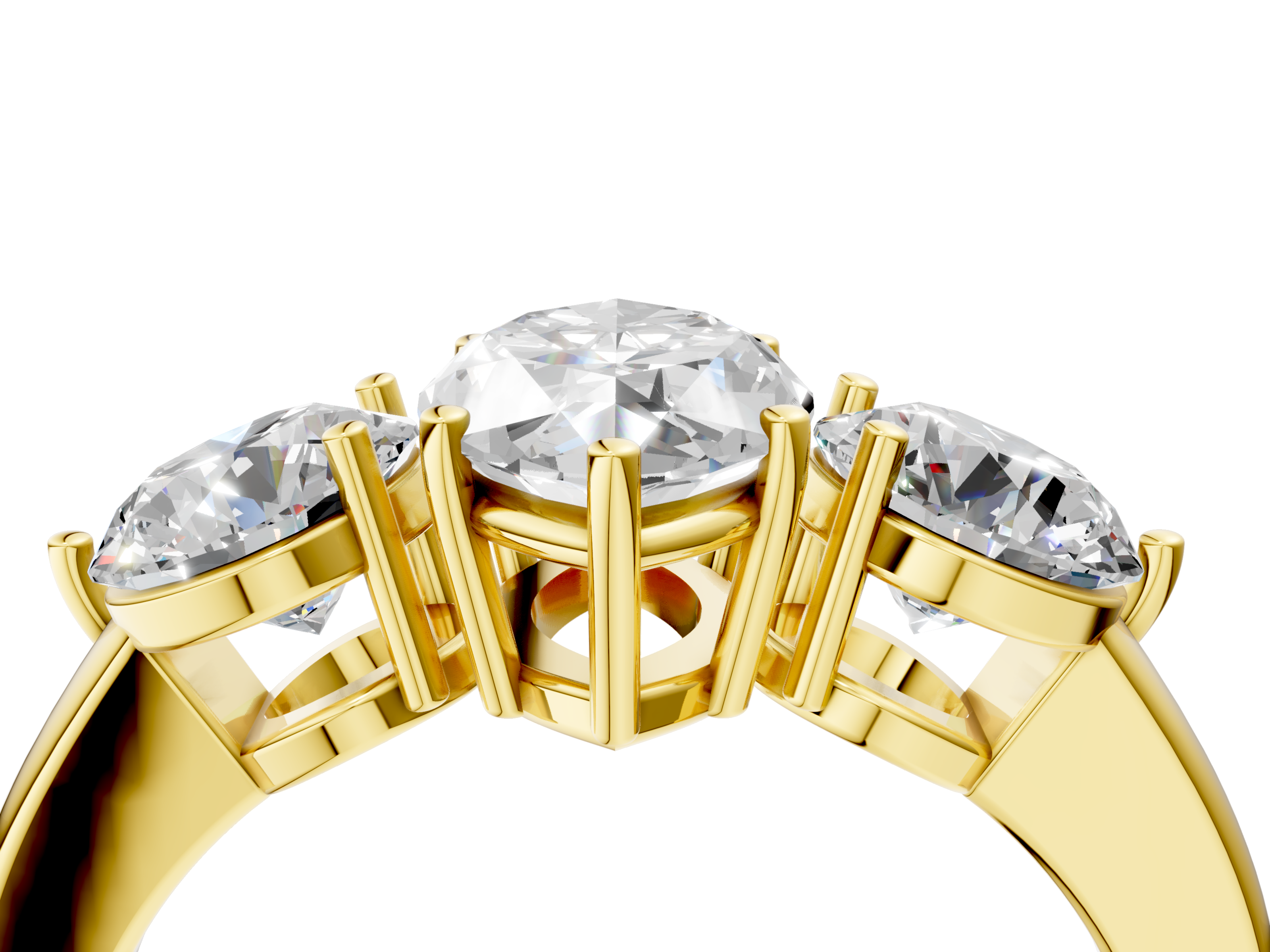 Yellow gold Three-Stone Marquise Cut Solitaire Ring with Prong Setting on a Classic Band_70