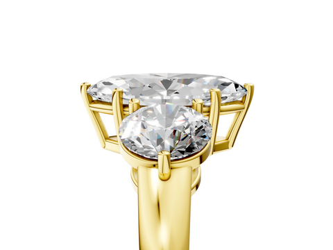 Yellow gold Three-Stone Marquise Cut Solitaire Ring with Prong Setting on a Classic Band_71