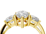 Yellow gold Three-Stone Marquise Cut Solitaire Ring with Prong Setting_7