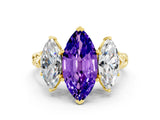 Yellow gold Three-Stone Marquise Cut Tanzanite Braided Band Ring with Four-Prong Setting_12