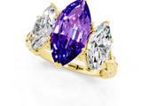 Yellow gold Three-Stone Marquise Cut Tanzanite Braided Band Ring with Four-Prong Setting_13