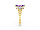Yellow gold Three-Stone Marquise Cut Tanzanite Braided Band Ring with Four-Prong Setting_14