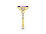 Yellow gold Three-Stone Marquise Cut Tanzanite Pavé Band with Four-Prong Setting_2