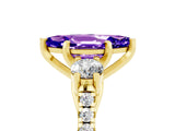 Yellow gold Three-Stone Marquise Cut Tanzanite Pavé Band with Four-Prong Setting_5