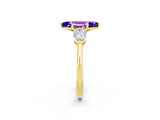 Yellow gold Three-Stone Marquise Cut Tanzanite Ring with Pear Side Stones and Four-Prong Setting_2
