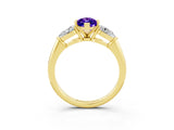 Yellow gold Three-Stone Marquise Cut Tanzanite Ring with Pear Side Stones and Four-Prong Setting_3