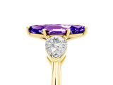 Yellow gold Three-Stone Marquise Cut Tanzanite Ring with Pear Side Stones and Four-Prong Setting_5