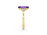 Yellow gold Three-Stone Marquise Cut Tanzanite Ring with Pear  Side Stones in Four-Prong Setting_14