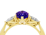 Yellow gold Three-Stone Marquise Cut Tanzanite Ring with Pear  Side Stones in Four-Prong Setting_16