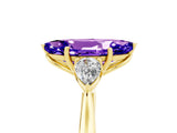 Yellow gold Three-Stone Marquise Cut Tanzanite Ring with Pear  Side Stones in Four-Prong Setting_17