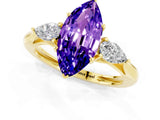 Yellow gold Three-Stone Marquise Cut Tanzanite Ring with Pear  Side Stones in Four-Prong Setting_37