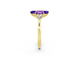 Yellow gold Three-Stone Marquise Cut Tanzanite Ring with Pear  Side Stones in Four-Prong Setting_38