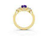 Yellow gold Three-Stone Marquise Cut Tanzanite Ring with Pear  Side Stones in Four-Prong Setting_39