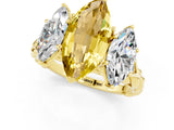 Yellow gold Three-Stone Marquise Cut Yellow Sapphire Braided Band Ring with Four-Prong Setting_37