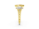 Yellow gold Three-Stone Marquise Cut Yellow Sapphire Braided Band Ring with Four-Prong Setting_38