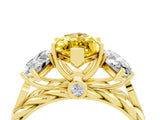 Yellow gold Three-Stone Marquise Cut Yellow Sapphire Braided Band Ring with Four-Prong Setting_40