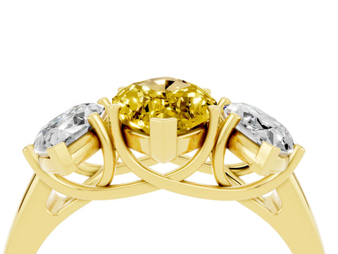 Yellow gold Three-Stone Marquise Cut Yellow Sapphire Engagement Ring with Prong Setting_4