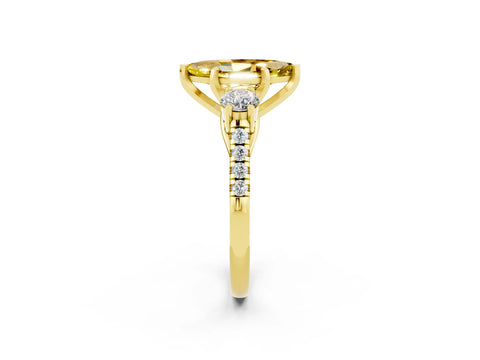 Yellow gold Three-Stone Marquise Cut Yellow Sapphire Pavé Band with Four-Prong Setting_26