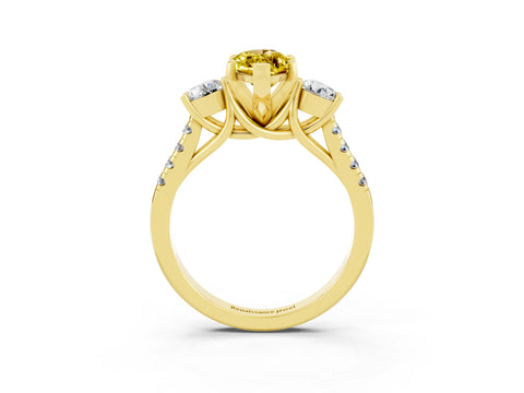 Yellow gold Three-Stone Marquise Cut Yellow Sapphire Pavé Band with Four-Prong Setting_27