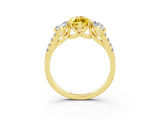 Yellow gold Three-Stone Marquise Cut Yellow Sapphire Ring with Pavé Band and Prong Setting_39