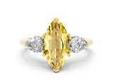 Yellow gold Three-Stone Marquise Cut Yellow Sapphire Ring with Pear Side Stones and Four-Prong Setting_24