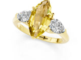 Yellow gold Three-Stone Marquise Cut Yellow Sapphire Ring with Pear Side Stones and Four-Prong Setting_25