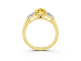 Yellow gold Three-Stone Marquise Cut Yellow Sapphire Ring with Pear Side Stones and Four-Prong Setting_27
