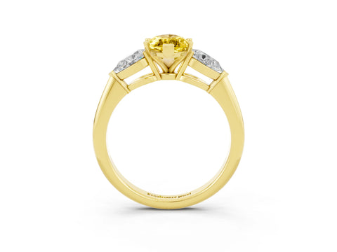 Yellow gold Three-Stone Marquise Cut Yellow Sapphire Ring with Pear Side Stones and Four-Prong Setting_27