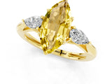 Yellow gold Three-Stone Marquise Cut Yellow Sapphire Ring with Pear  Side Stones in Four-Prong Setting_13