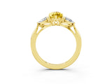Yellow gold Three-Stone Marquise Cut Yellow Sapphire Ring with Pear  Side Stones in Four-Prong Setting_15