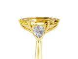 Yellow gold Three-Stone Marquise Cut Yellow Sapphire Ring with Pear  Side Stones in Four-Prong Setting_17