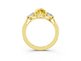 Yellow gold Three-Stone Marquise Cut Yellow Sapphire Ring with Pear  Side Stones in Four-Prong Setting_39