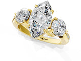 Yellow gold Three-Stone Marquise Diamond Channel Set Engagement Ring with Prong Setting_12