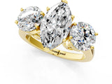 Yellow gold Three-Stone Marquise Diamond Engagement Ring with Prong Setting on a Classic Band_12