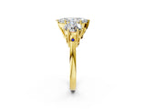 Yellow gold Three-Stone Marquise Diamond Engagement Ring with Prong Setting on a Classic Band_13