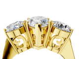 Yellow gold Three-Stone Marquise Diamond Engagement Ring with Prong Setting on a Classic Band_15