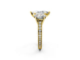 Yellow gold Three-Stone Marquise Diamond Milgrain Pave Band with Prong Setting 2