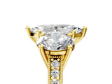 Yellow gold Three-Stone Marquise Diamond Milgrain Pave Band with Prong Setting 5