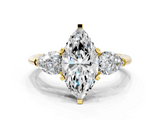 Yellow gold Three-Stone Marquise Diamond Ring with Pear Side Stones in Four-Prong Setting_107