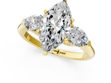 Yellow gold Three-Stone Marquise Diamond Ring with Pear Side Stones in Four-Prong Setting_108