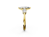 Yellow gold Three-Stone Marquise Diamond Ring with Pear Side Stones in Four-Prong Setting_109