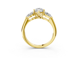 Yellow gold Three-Stone Marquise Diamond Ring with Pear Side Stones in Four-Prong Setting_110