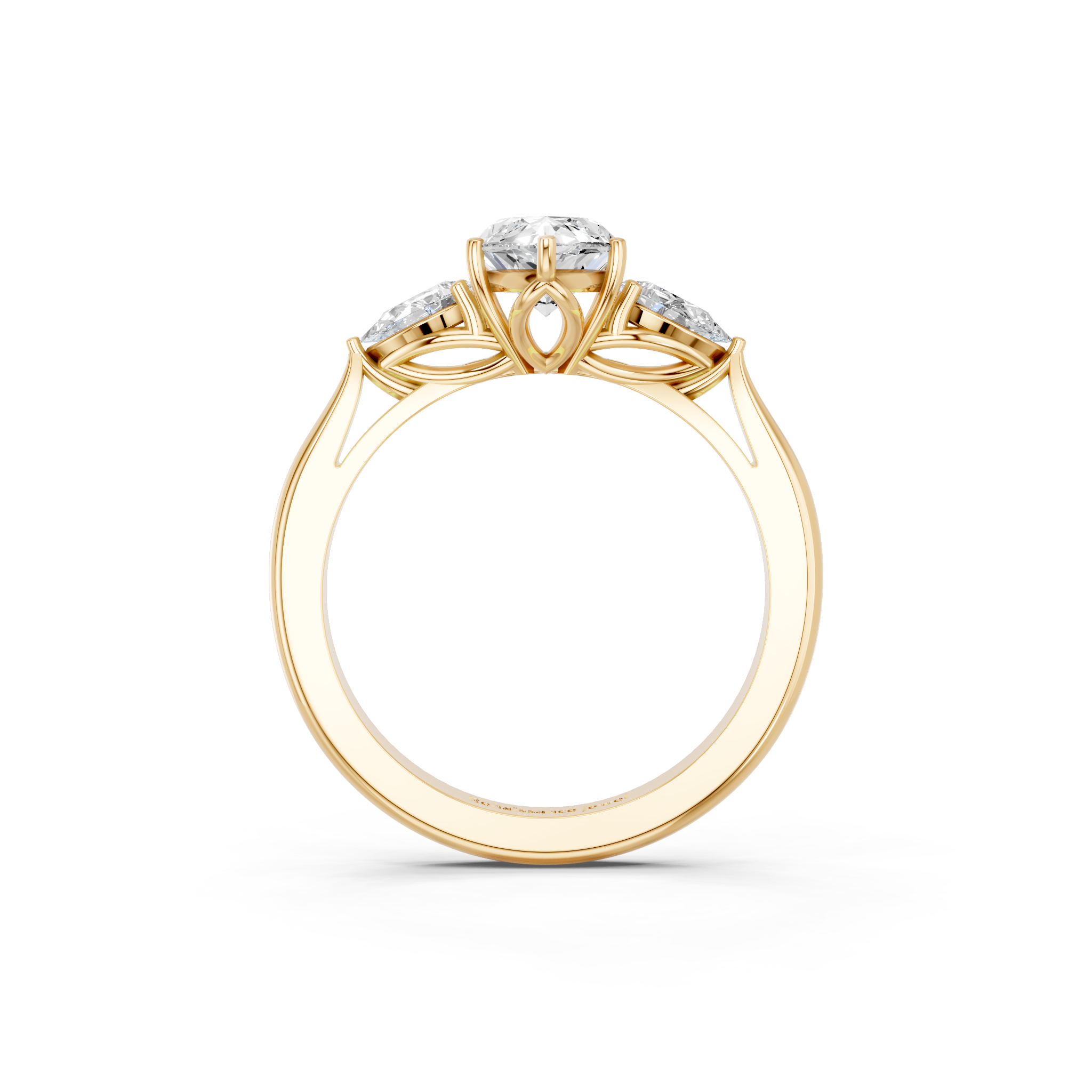 Yellow gold Three-Stone Marquise Diamond Solitaire Ring with Pear Side Stones and Four-Prong Setting_15