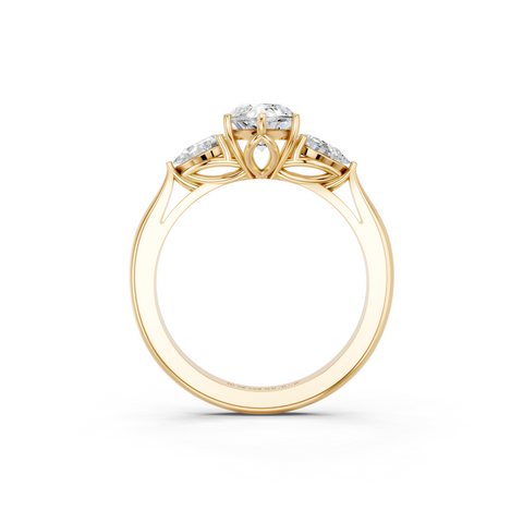 Yellow gold Three-Stone Marquise Diamond Solitaire Ring with Pear Side Stones and Four-Prong Setting_15