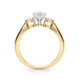 Yellow gold Three-Stone Marquise Solitaire Ring with Tapered Band and Four-Prong Setting 2