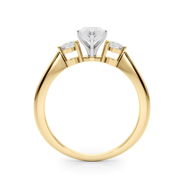 Yellow gold Three-Stone Marquise Solitaire Ring with Tapered Band and Four-Prong Setting