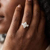 Yellow gold Three-Stone Marquise Solitaire Ring with Tapered Band and Four-Prong Setting_10