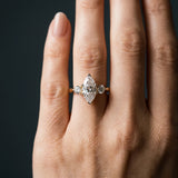 Yellow gold Three-Stone Marquise Solitaire Ring with Tapered Band and Four-Prong Setting_8